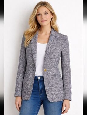 Anne Klein Navy Blue One Button Blazer Women's Size Medium